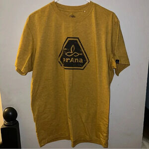 prAna Icon Mens T-Shirt Size XL Yellow/Gold Short Sleeve Crew Neck TShirt